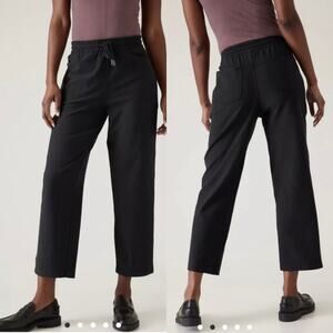Athleta Pants Womens Medium Tall Black Farallon Straight Crop Work Travel Active